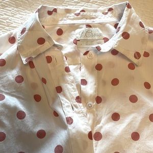 NWOT J Crew polka dot button down shirt